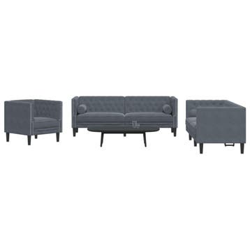 vidaXL 3-delige Loungeset Chesterfield en bolsters fluweel, Maison & Meubles, Verzenden