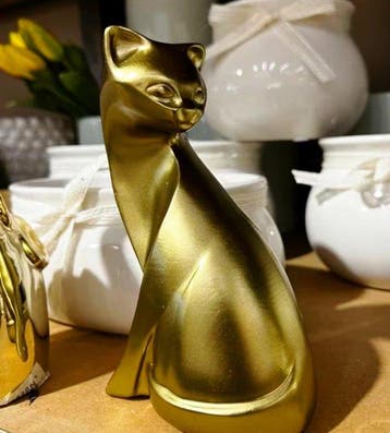 Modern Art Deco Style Stylized Cat Sculpture – Elegant