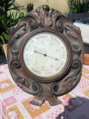 Naudet Pocket aneroid barometer - Hout, Messing, Glas