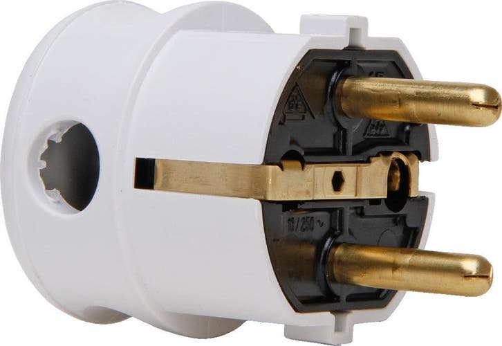 Geaarde Stekker Zij-instroom Plastic RA CEE 7 VII Wit -, Doe-het-zelf en Bouw, Elektriciteit en Kabels, Verzenden