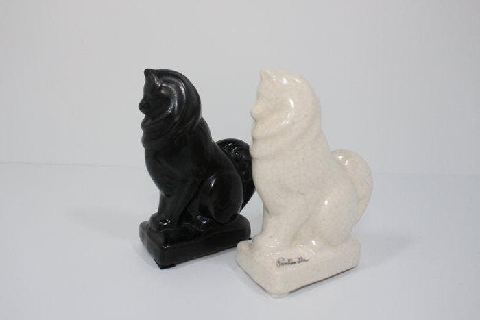 Fontinelle - Boekensteunen (2) - Aardewerk - Zittende, Antiek en Kunst, Antiek | Glaswerk en Kristal