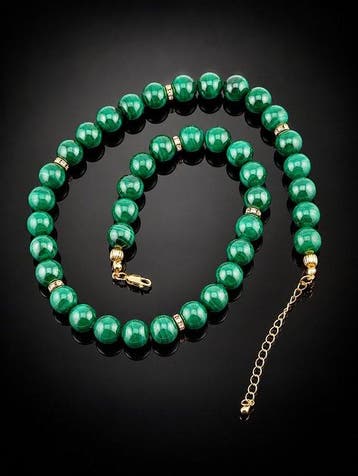 Collier en malachite - Argent 925 plaqué or - Design élégant