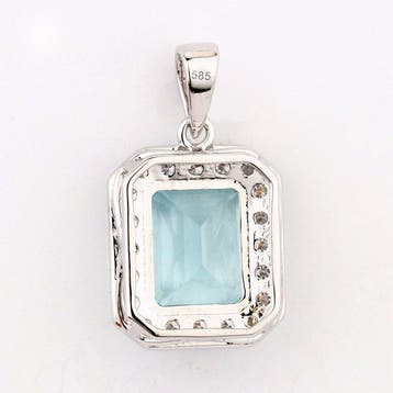 Hanger - 14 karaat Witgoud - 3.29ct. tw. Aquamarijn -