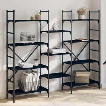 vidaXL Boekenkast 160x28,5x136,5 cm bewerkt hout zwart, Verzenden