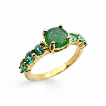 Zonder minimumprijs - Ring Zilver - Smaragd (Gecertificeerd), Nieuw
