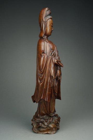 Bodhisattva Guanyin - Hout, Rozenhout - China - Qing, Antiek en Kunst