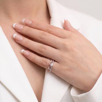 Ring - 18 karaat Roségoud, Platina - 0.61ct. tw. Diamant, Nieuw