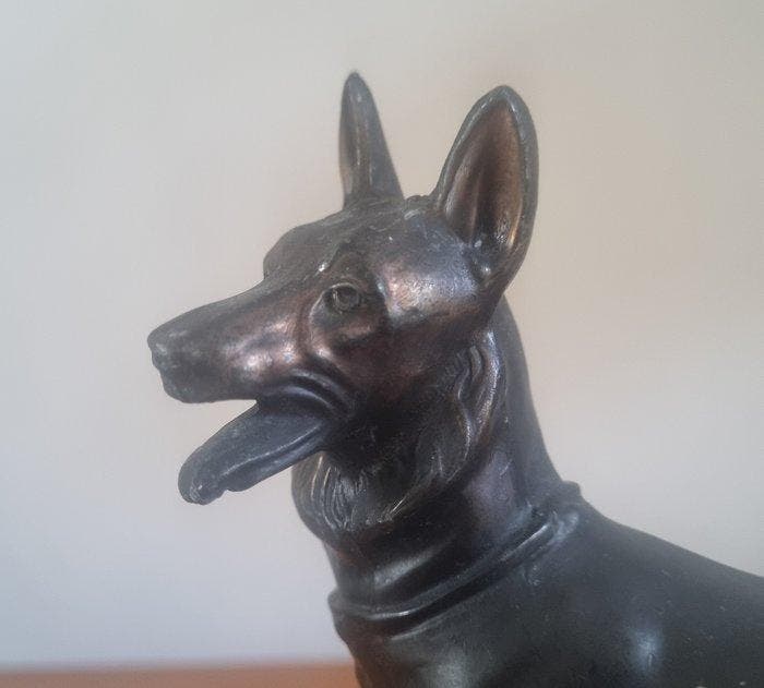 Beeld, duitse herder - 15 cm - Legering, Antiek en Kunst, Curiosa en Brocante