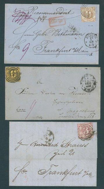 Thurn et Taxis 1851/1862 - 6 lettres / 1 page d’en-tête de, Gestempeld