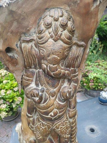 Ganesha in massieve stam - Thailand, Antiek en Kunst, Kunst | Niet-Westerse kunst