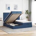 vidaXL Ottoman bed met matrassen 200x200cm stof blauw, Verzenden