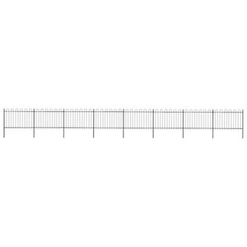 vidaXL Tuinhek met ringtop staal 1339x120 cm zwart, Tuin en Terras, Verzenden, Nieuw