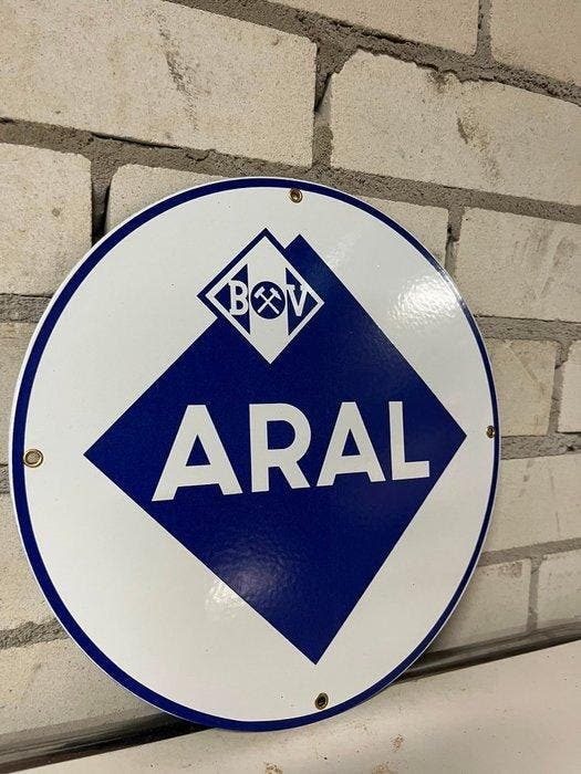 ARAL – BV Mijnbouwlogo – Groot Rond Emaille Reclamebord –, Antiquités & Art, Antiquités | Assiettes décoratives & Carrelages