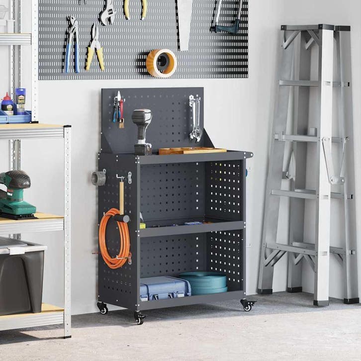 vidaXL Gereedschapswagen Antraciet 65 x 35 x 111 cm, Doe-het-zelf en Bouw, Gereedschapskisten, Nieuw, Verzenden