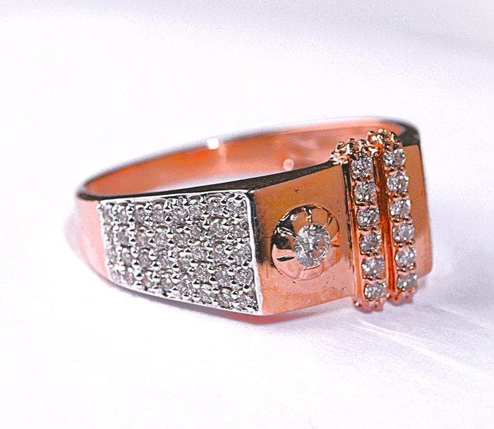 Ring - 14 karaat Roségoud - 0.52ct. tw. Diamant (Natuurlijk), Handtassen en Accessoires, Ringen