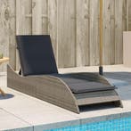 vidaXL Ligbed met kussen 60x205x73 cm poly rattan grijs, Verzenden, Nieuw