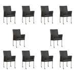 Set van 10 Leren eetkamerstoelen Comfort met wieltjes en, Ophalen of Verzenden, Nieuw, Leer, Eén