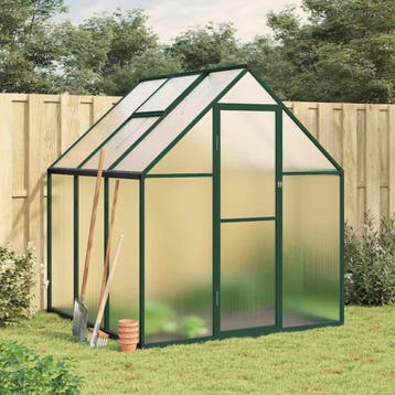 vidaXL Tuinkas met basisframe 169x169x195 cm aluminium groen, Verzenden