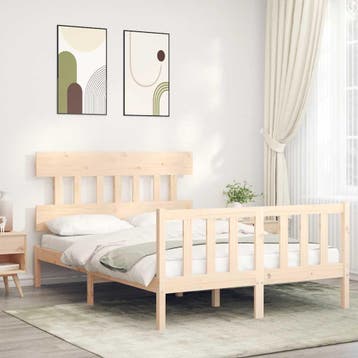 vidaXL Bedframe met hoofdbord massief hout, Verzenden, Nieuw