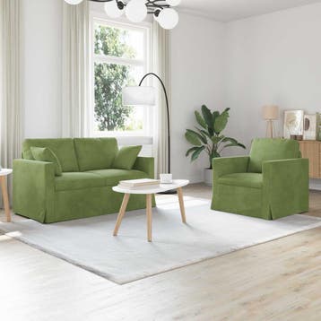vidaXL bank / zetelstel 2 st Lichtgroen Fluweel, Verzenden