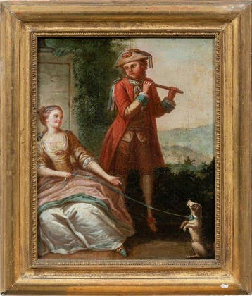 French school (XVIII) - Flute Player and Dog