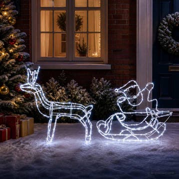 vidaXL Kerstversiering rendier en slee LOVIISA 320 LEDs, Diversen, Verzenden, Nieuw