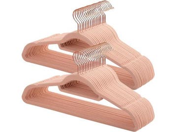 Veiling - Fluwelen Kleerhanger 50 stuks Anti-slip roze goud, Nieuw