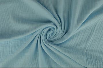 10 meter mousseline stof - Aqua blauw - Double gauze, Verzenden