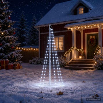 vidaXL Kerstboomverlichting met grondspies en vlaggenmast, Verzenden, Nieuw