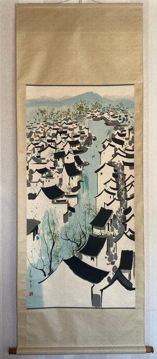 inkt en kleur op papier. hangende rol - Wu Guanzhong - China