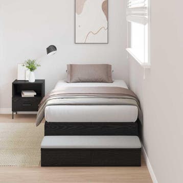 vidaXL Opbergbedframe met lade Zwart Eiken 90 cm Bewerkt, Verzenden, Nieuw