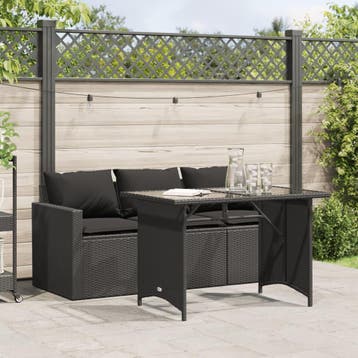 vidaXL 2-delige Tuinset met kussens poly rattan zwart, Verzenden, Tuinset