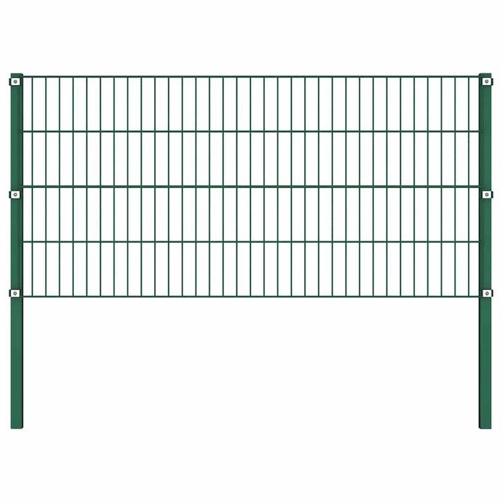 vidaXL Schuttingpaneel met palen ijzer 176,5x80 cm groen, Tuin en Terras, Tuinhekken en Hekwerk, Nieuw, Verzenden