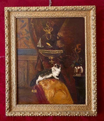Angelo Silvio Galli (1879-1954) - Il gatto e luccellino -