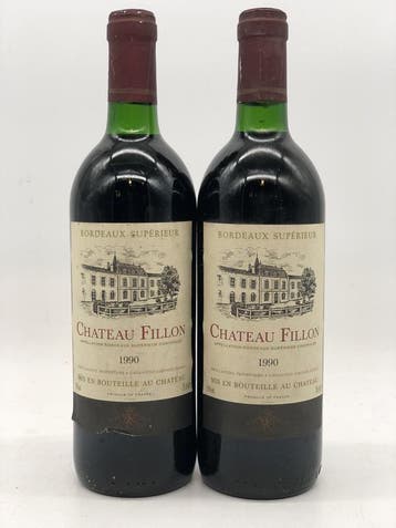 2 x 75cl Chateau Fillon Bordeaux Sup. 1990 (rood), Ophalen of Verzenden, Rode wijn