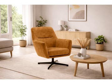 Veiling - Fauteuils Emma - Draaibaar - Velours -  Cognac, Huis en Inrichting, Fauteuils, Nieuw