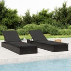 vidaXL Ligbed met kussen 1 st 201x55x62 cm poly rattan zwart, Verzenden