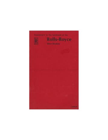 1968 ROLLS ROYCE SILVER SHADOW INSTRUCTIEBOEKJE SUPPLEMENT.., Ophalen of Verzenden
