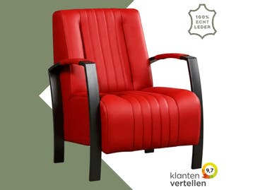 Leren fauteuil Glamour - Toledo Ducati (rood), Nieuw, Ophalen of Verzenden, 50 tot 75 cm, Industrieel, Modern, Retro