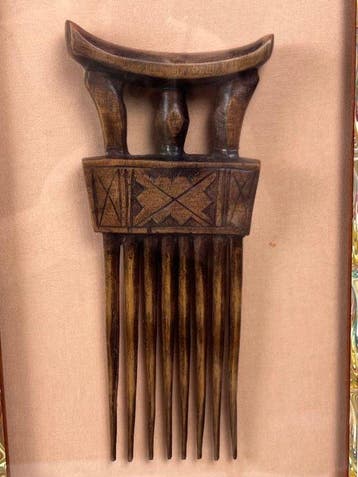Kam - Hout - Ingelijste Afrikaanse kam
