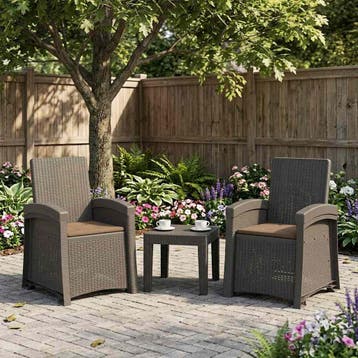 vidaXL Ligstoel Rieten Look 2 st Lichtgrijs en Taupe PP, Verzenden, Nieuw