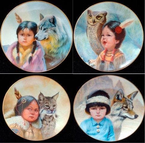 8 verzamelborden van de Amerikaanse schilder Gregory Perillo, Antiquités & Art, Art | Art non-occidental