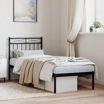 vidaXL Bedframe met hoofdbord metaal zwart 80x200 cm, Verzenden, Nieuw