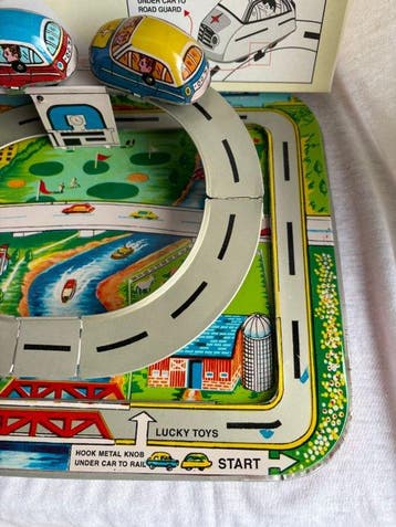 Welby Highway Set – Vintage Blikken Speelgoedbaan met 2