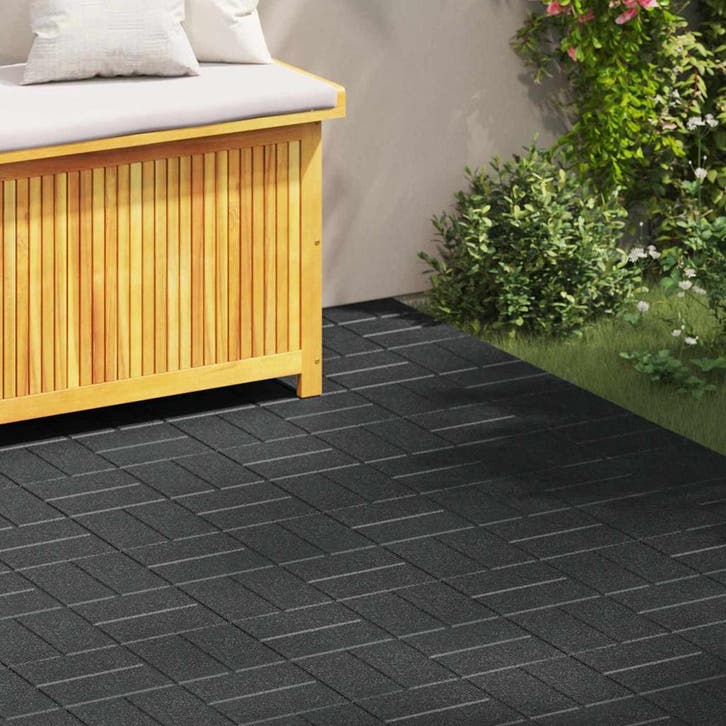 vidaXL Stapsteen 6 pcs Zwart 40,5 x 40,5 x 2 cm Rubber, Tuin en Terras, Tegels en Klinkers, Nieuw, Verzenden