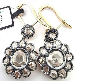 Oorbellen - 18 karaat Zilver, Geel goud - 3.50ct. tw.