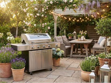 Veiling - Gasbarbecue 4 branders RVS, Tuin en Terras, Nieuw
