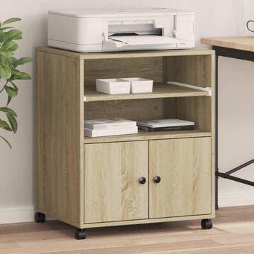 vidaXL Printerkastje met wielen 60x48x74 cm sonoma, Verzenden