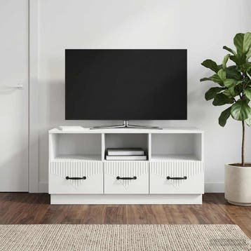 vidaXL TV Kast met lade Hoogglans Wit 102 x 34,5 x 47 cm, Verzenden