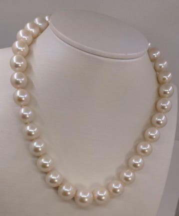 Halsketting Grote maat - 12x15 mm ronde witte Edisonparels,
